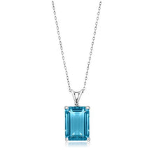 Load image into Gallery viewer, Gem Stone King 925 Sterling Silver Swiss Blue Topaz Pendant Necklace 9.72 Cttw Genuine Emerald cut 14X10MM Gemstone Birthstone with 18 Inch Silver Chain

