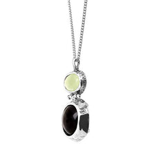 Load image into Gallery viewer, Silpada 'on the Double' Natural Prehnite &amp; Obsidian Pendant Necklace in Sterling Silver
