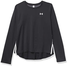 Load image into Gallery viewer, Under Armour Girls' HeatGear Armour Long Sleeve T-Shirt , Black (001)/White , Youth Medium
