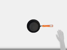 Load image into Gallery viewer, Rachael Ray Brights Hard Anodized Nonstick Sauce Pan/Saucepan with Lid, 3 Quart, Gray with orange handles
