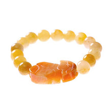 Load image into Gallery viewer, Fengshui Prosperity Feng Shui 10mm Yellow Jade Bead Bracelet with Pi Xiu/Pi Yao Attract Wealth and Good Luck
