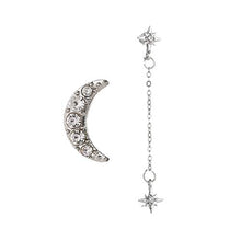 Load image into Gallery viewer, personality creative sweet cute flash diamond double star with moon earrings
