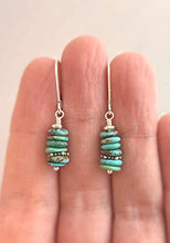 Load image into Gallery viewer, Natural Turquoise Bead Stack and Sterling Silver Earrings on leverbacks
