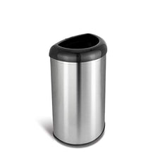 Load image into Gallery viewer, NINESTARS OTT-50-19BK Open Top Office Bathroom Trash Can, 13 Gal 50L, Stainless Steel Base (D Shape, Black Lid)
