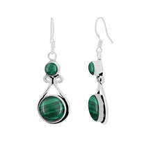 Load image into Gallery viewer, Natural Malachite Earrings 925 Silver Overlay handmade Dangle Earrings
