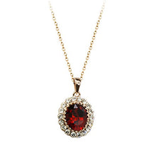 Load image into Gallery viewer, Oval Shaped Swarovski Elements Crystal Pendant Necklace Fashion Jewelry for Women (Ruby Red)
