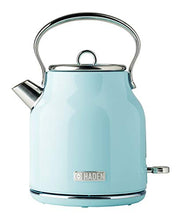 Load image into Gallery viewer, Haden HERITAGE 1.7 Liter Stainless Steel Retro Electric Kettle with Auto Shut-Off and Boil Dry Protection in Light Blue Turquoise
