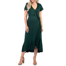 Load image into Gallery viewer, Mother Bee Maternity Butterfly Sleeve Hi-Low Ruffle Dress with Adjustable Belt

