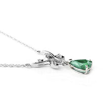 Load image into Gallery viewer, Galaxy Gold 1.02 ct 14k White Gold Drop Necklace with Genuine Diamonds &amp; Pear-Shaped Natural Emerald 4273W (24)

