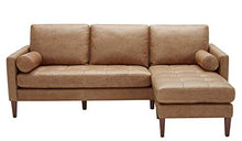 Load image into Gallery viewer, Amazon Brand – Rivet Aiden Mid-Century Modern Reversible Sectional Sofa (86") - Cognac Leather
