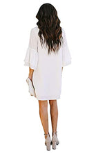 Load image into Gallery viewer, BELONGSCI Women's Dress Sweet &amp; Cute V-Neck Bell Sleeve Shift Dress Mini Dress White
