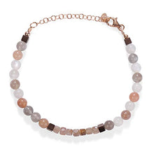 Load image into Gallery viewer, NirvanaIN Chocolate Moonstone Bracelet with Hematite Gemstone, Multi Stone Bracelet, Brown Beads Bracelet, Brown moonstone bracelet, gift for her
