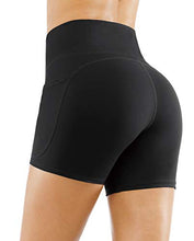 Load image into Gallery viewer, THE GYM PEOPLE High Waist Yoga Shorts for Women Tummy Control Fitness Athletic Workout Running Shorts with Deep Pockets (Medium, Light Green)
