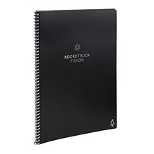 Load image into Gallery viewer, Rocketbook Fusion Smart Reusable Notebook - Calendar, To-Do Lists, and Note Template Pages with 1 Pilot Frixion Pen &amp; 1 Microfiber Cloth Included - Infinity Black Cover, Letter Size (8.5" x 11")
