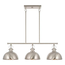 Load image into Gallery viewer, Kira Home Belle 34" 3-Light Modern Industrial Kitchen Island Light, Dome Shades + Swivel Joints, Brushed Nickel Finish
