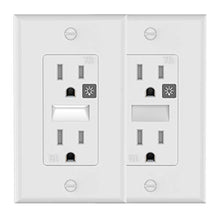 Load image into Gallery viewer, SOZULAMP Electrical Receptacle Outlet with Night Lights-Easy to Install,Decorator Tamper Resistant(TR) Wall Outlets,Nightlight with Touch Control,Outlet Covers Included (Glossy White,2 Pack)
