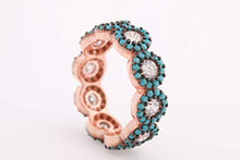 Load image into Gallery viewer, Special Design Turkish Handmade Jewelry Round Cut Turquoise Topaz Stone 925 Sterling Silver Band Ring All Size
