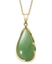 Load image into Gallery viewer, 14k Gold Natural Jade Teardrop Necklace Pendant, 18 inch
