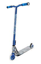 Load image into Gallery viewer, Mongoose Rise 110 Team Youth and Adult Freestyle Kick Scooter, High Impact 110mm Wheels, Bike-Style Grips, Lightweight Alloy Deck, Silver/Blue
