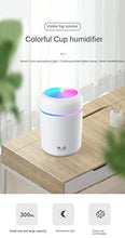 Load image into Gallery viewer, Colorful Cool Mini Cute Humidifier USB 300ml Portable with 7 Colors 2 Fog Mode Ultra Quiet Suitable for Home Car Bedroom Office and Travel (gray)
