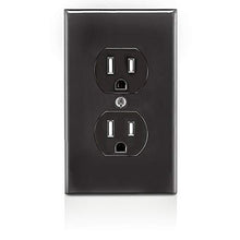 Load image into Gallery viewer, Leviton T5320-E 15 Amp, 125 Volt, Tamper Resistant, Duplex Receptacle, Residential Grade, Grounding, Black

