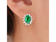 Load image into Gallery viewer, RYLOS Simply Elegant Beautiful Green Emerald &amp; Diamond Matching Set - Ring, Earrings and Pendant Necklace - May Birthstone
