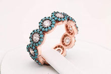 Load image into Gallery viewer, Special Design Turkish Handmade Jewelry Round Cut Turquoise Topaz Stone 925 Sterling Silver Band Ring All Size
