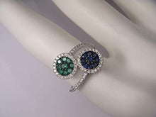 Load image into Gallery viewer, Lovely 14K White Gold Sapphire Tsavorite Diamond Designer Ring Band
