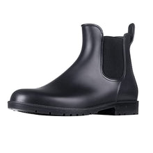 Load image into Gallery viewer, Women's Short Rain Boots Waterproof Black Elastic Slip On Ankle Booties, 7.5, Black
