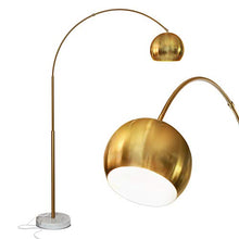Load image into Gallery viewer, Brightech Olivia - Over The Couch Arc Floor Lamp with Globe Shade, Matches Your Living Room Decor - Standing Light for Bedroom, Office - Tall Gold aka Brass Lighting
