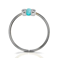 Load image into Gallery viewer, Turquoise Beads piercing Nose Hoop - 24 gauge very Thin Nose Hoop - 925 Sterling Silver Tiny Piercings Nose Rings hoop
