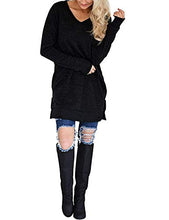 Load image into Gallery viewer, LERUCCI Womens Casual Long Sleeves Solid V-Neck Tunics Tops with Pockets Green Small
