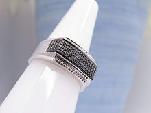 Load image into Gallery viewer, Dazzlingrock Collection 0.42 Carat (ctw) Platinum Plated Sterling Silver Black &amp; White Diamond Men's Hip Hop Ring, Size 8

