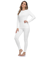 Load image into Gallery viewer, WEERTI Thermal Underwear for Women Long Johns Women with Fleece Lined, Base Layer Women Cold Weather Top Bottom（White XL）
