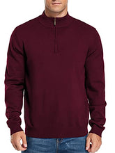 Load image into Gallery viewer, NITAGUT Mens Slim Fit Quarter Zip Mock Neck Polo Sweater Casual Long Sleeve Sweater and Turtleneck Pullover Wind Red, Medium
