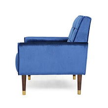 Load image into Gallery viewer, Christopher Knight Home Betsy Velvet Armchair, Modern Glam, Button-Tufted, Waffle Stitching, Navy Blue
