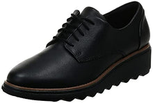 Load image into Gallery viewer, Clarks womens Sharon Noel Oxford, Black Leather W/ Dark Tan Welt, 7.5 US
