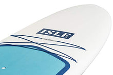 Load image into Gallery viewer, ISLE Versa Rigid Stand Up Paddle Board &amp; SUP Bundle Accessory Pack — Hard Board Lightweight Epoxy SUP — 215 Pound Capacity, 10’5” Long x 32" Wide x 4.5” Thick, White/Blue
