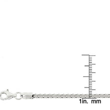 Load image into Gallery viewer, 925 Italian Sterling Silver 2.5mm Solid Franco Chain, FREE Microfiber Cloth, Rhodium Plated Square Box Link Necklace, Giorgio Bergamo (24)
