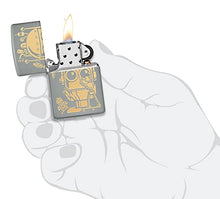 Load image into Gallery viewer, Zippo Robot Design Flat Grey Pocket Lighter
