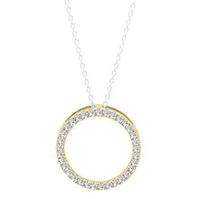 Load image into Gallery viewer, 0.10 Carat (ctw) Round White Diamond Circle Pendant 1/10 CT (Silver Chain Included), 14K Yellow Gold
