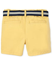 Load image into Gallery viewer, The Children's Place Baby and Toddler Boys Belted Chino Shorts, Banana Pudding, 12-18 Months
