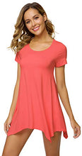 Load image into Gallery viewer, WiWi Womens Bamboo Nightgowns Soft Short Sleeve Sleep Shirts Tunic Tops for Leggings Plus Size Sleepwear S-4X, Peach, X-Large
