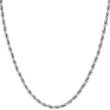 Load image into Gallery viewer, LIFETIME JEWELRY 2mm Rope Chain Necklace 24k Real Gold Plated for Women and Men (White Gold, 22)

