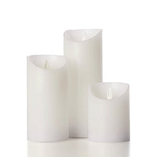 Load image into Gallery viewer, glowiu Flameless Flickering LED Candles Moving Flame, Battery Candles Set of 3(H 4"6"8" x D3") Real Wax Pillar with 10-Key Remote Multi-Function (White)
