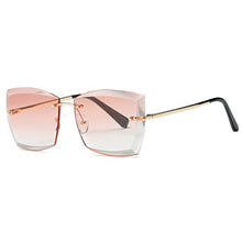 Load image into Gallery viewer, AEVOGUE Sunglasses For Women Oversized Rimless Diamond Cutting Square Glasses AE0528 (Gold&amp;Pink, 53)

