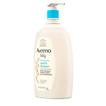 Load image into Gallery viewer, Aveeno Baby Daily Moisture Gentle Bath Wash &amp; Shampoo with Natural Oat Extract, Hypoallergenic, Tear-Free &amp; Paraben-Free Formula for Sensitive Hair &amp; Skin, Lightly Scented, 33 fl. oz
