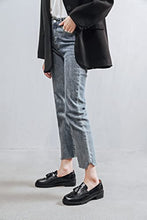 Load image into Gallery viewer, Womens Slip On Tassel Oxfords Low Heel Brogue Dress Loafers Black
