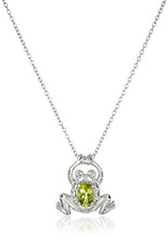 Load image into Gallery viewer, Sterling Silver Genuine Peridot Frog Pendant Necklace, 18"
