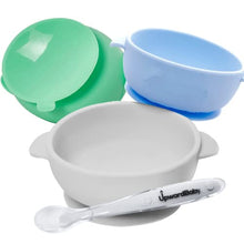 Load image into Gallery viewer, Baby Bowls with Suction - 4 Piece Silicone Set with Spoon - UpwardBaby - for Babies Kids Toddlers - BPA Free - First Stage Self Feeding
